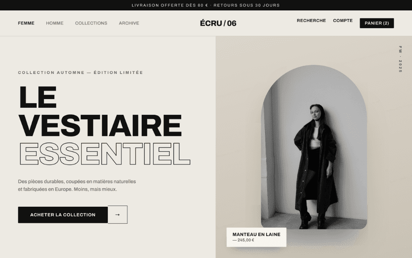 Boutique en ligne ÉCRU