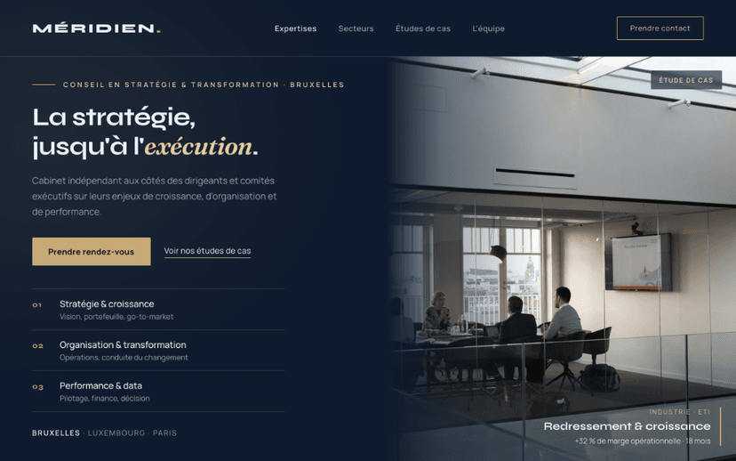 Site vitrine MÉRIDIEN, cabinet de conseil